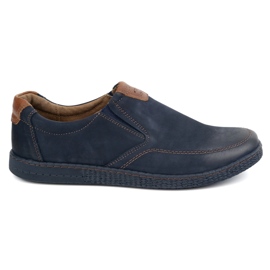 KOMODO Men's leather shoes casual 854/2 navy blue