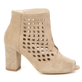 Exquisite Women's openwork suede boots on the 1554ex beige post Exquisite Women's openwork suede boots on the 1554ex beige post