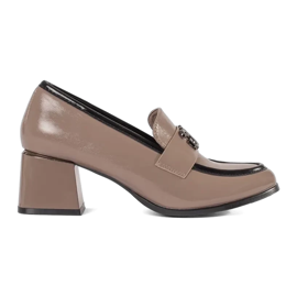 Taupe high heels with an ornament beige Taupe high heels with an ornament beige