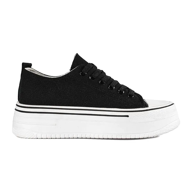 Black women's sneakers with a thick sole Black women's sneakers with a thick sole