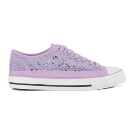 Violet openwork tied sneakers purple