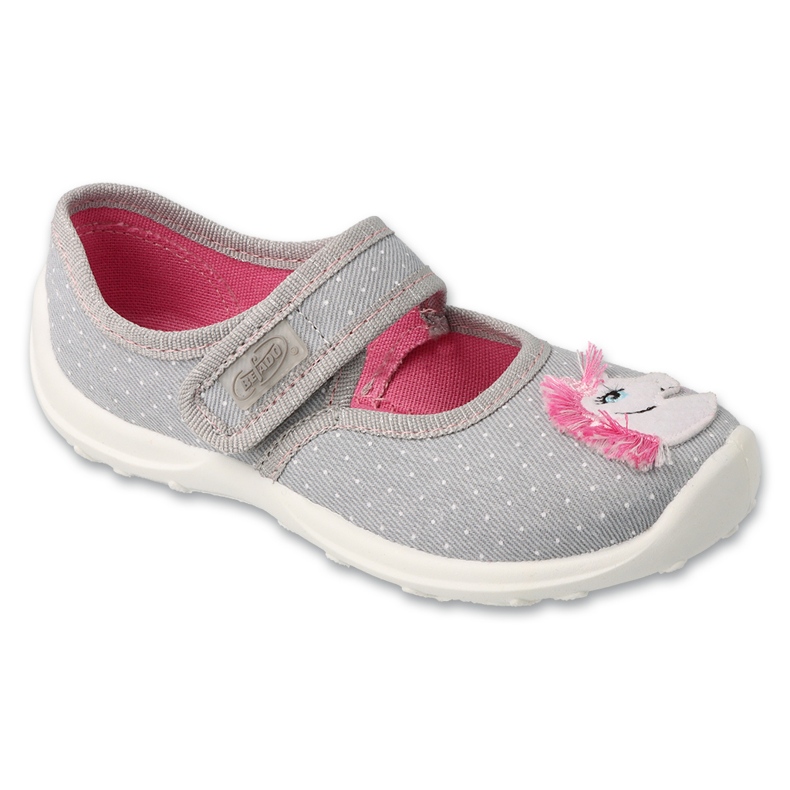 Befado Gray-pink children's slippers 661x073 horse application grey