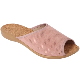 Befado women's slippers PU 254D160 Cork insert pink