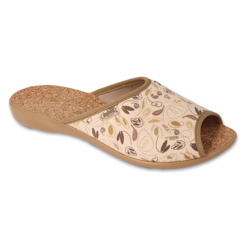 Befado women's slippers PU 254D163 Cork insert beige
