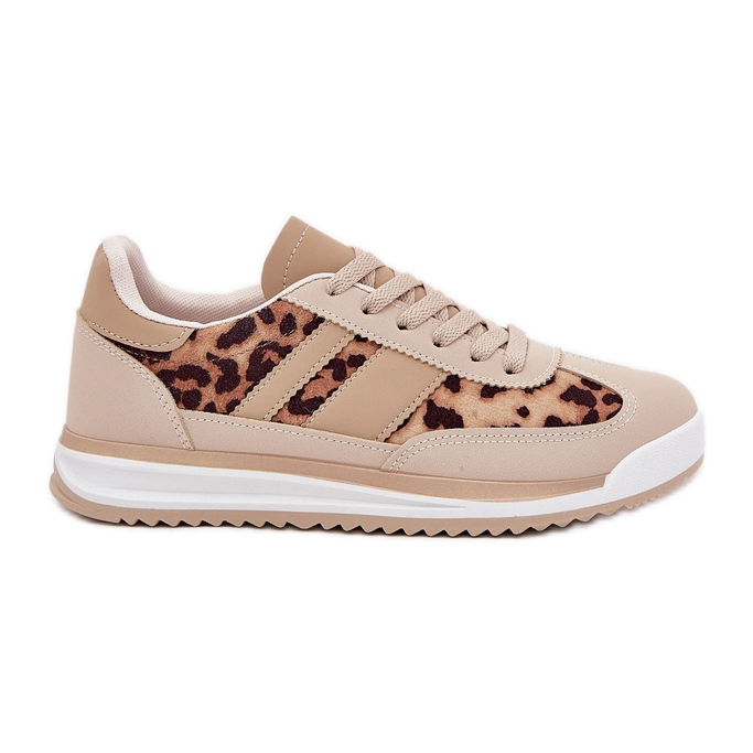 Sneakers sports shoes women's beige-brown leopard print