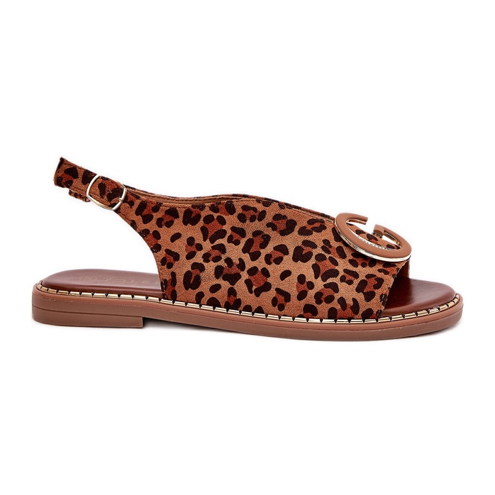 Flat sandals with decoration brown leopard print Flat sandals with decoration brown leopard print