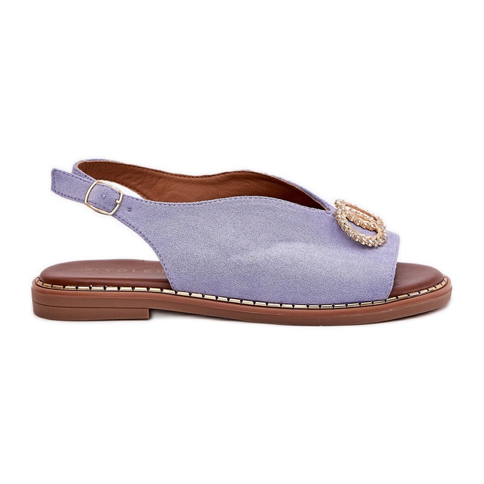 Women's sandals with flat -heeled Eco Blue Eco