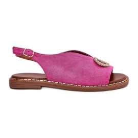 Women's sandals with flat -heeled eco -heeled pink