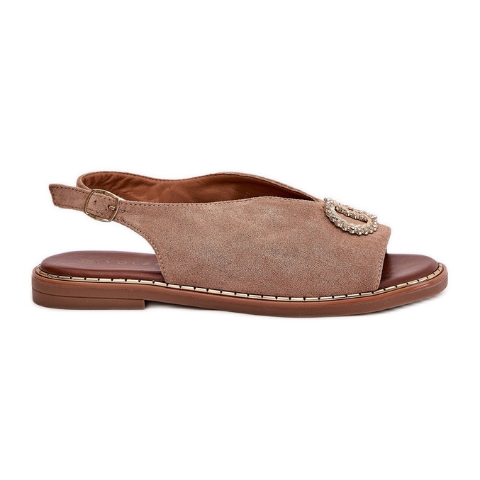 Women's sandals with flat -heeled Eco Carrous Eco -Bench beige