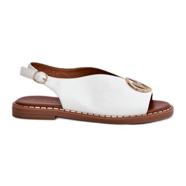 Flat elegant sandals with a white decoration Flat elegant sandals with a white decoration
