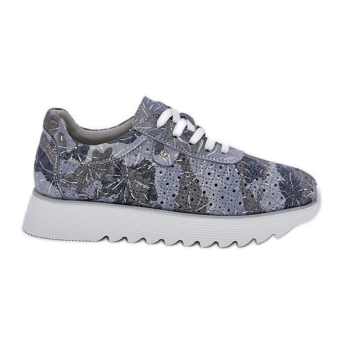 S.Barski Suede patterned sports shoes on a platform with D&amp;A LR51-635 glitter blue