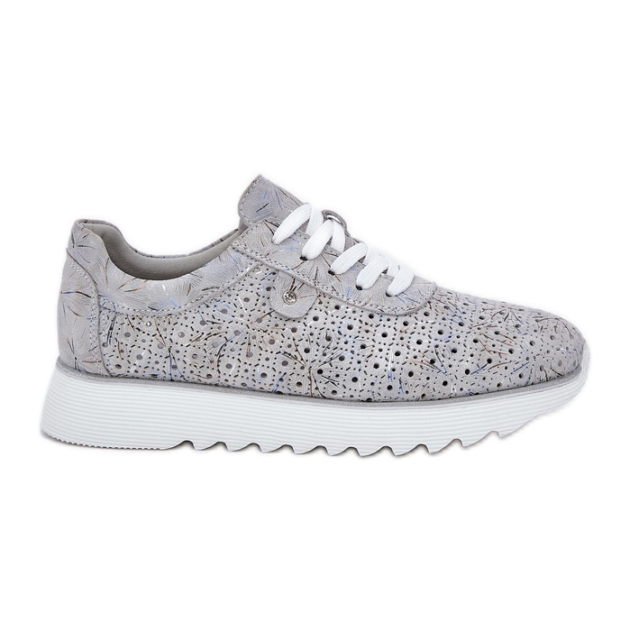 S.Barski Suede patterned sports shoes on a platform with d &amp; a lr51-635 silver glitter grey