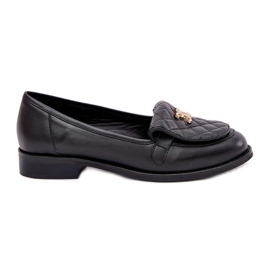 Leather loafers with a golden decoration Laura Messi 2927 black