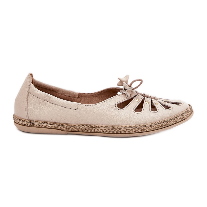 Flat ballerinas made of natural leather Zazoo 10179 beige