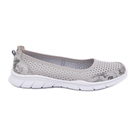 Leather Openwork Vinceza Ballerinas 95323 Gray grey