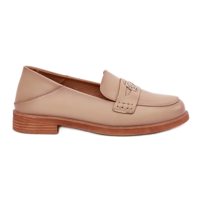 Elegant women's loafers made of natural vinceza leather 18100 beige
