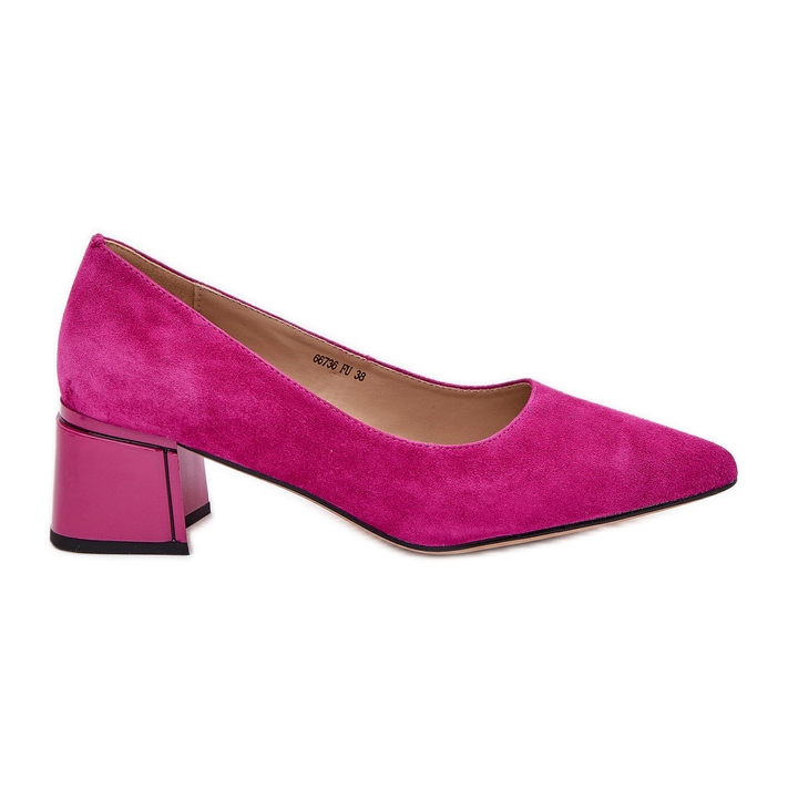 Suede smooth pumps with pointed tools Vinceza 66736 FUKSJA pink