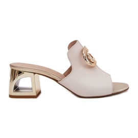 Elegant leather heels Laura Messi 2875 Beige-gold