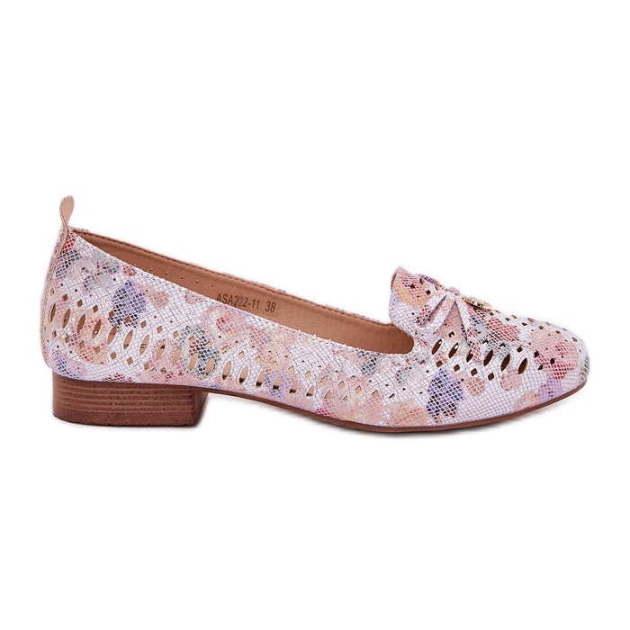 Jezzi Openwork ballerinas with an eco flower bow in suede AMEPITREA multicolor pink