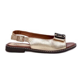 Jezzi Flat sandals with an eco leather decoration golden Jezzi Flat sandals with an eco leather decoration golden