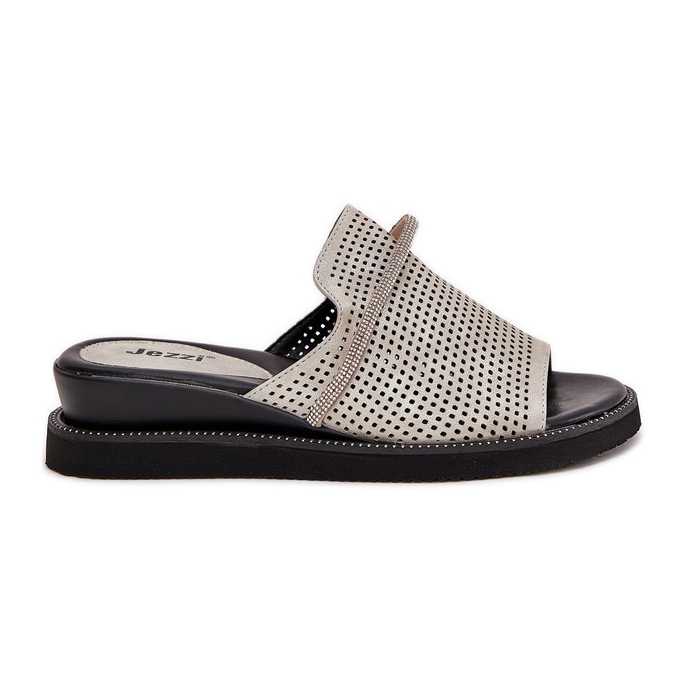 Jezzi Women's wedges with a decorative silver strap grey Jezzi Women's wedges with a decorative silver strap grey