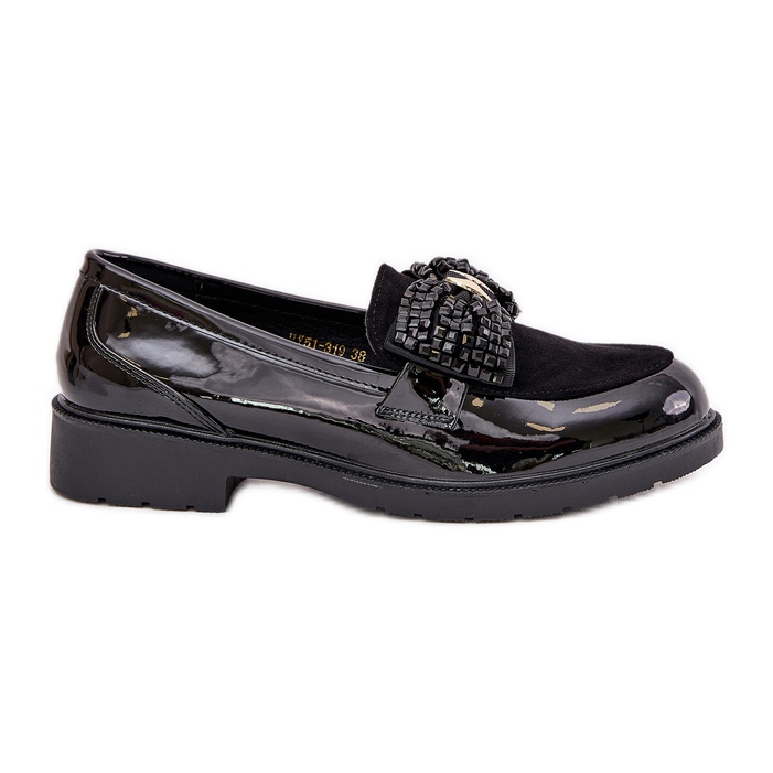 Painted women's moccasins with a bow s.barski HY51-319 black Painted women's moccasins with a bow s.barski HY51-319 black