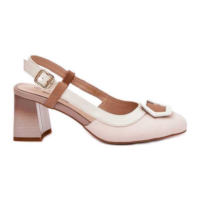 S.Barski Leather elegant women's sandals on the CR51-569 beige pillar S.Barski Leather elegant women's sandals on the CR51-569 beige pillar