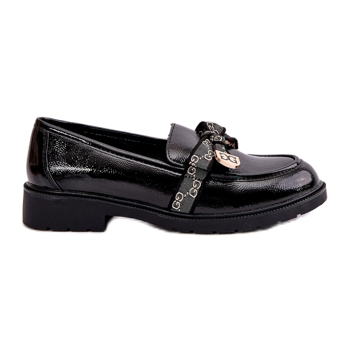 S.Barski Painted women's loafers with bows S. Barski HY42-331a black S.Barski Painted women's loafers with bows S. Barski HY42-331a black