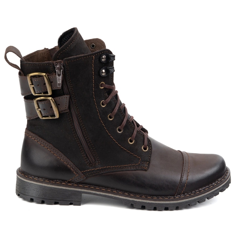 Olivier Men's shoes Military Military Motorcycle Leather 83KZ brown
