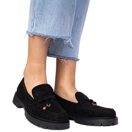 Black loafers from Ekozamsz with decoration