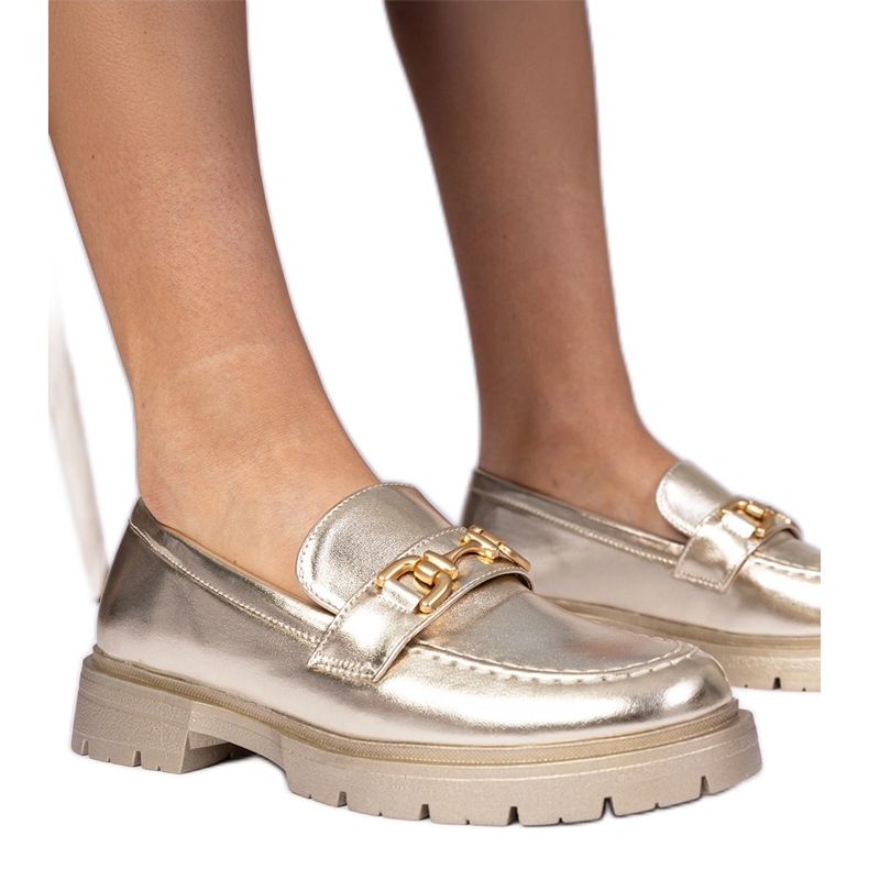 Golden elegant ecosha loafers Golden elegant ecosha loafers