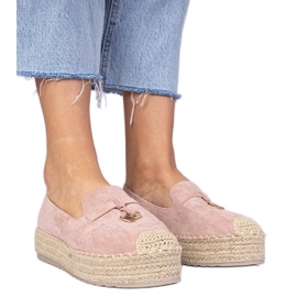 Pink espadrilles on a thick sole
