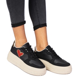 Black women's sneakers with a brocade heart Black women's sneakers with a brocade heart
