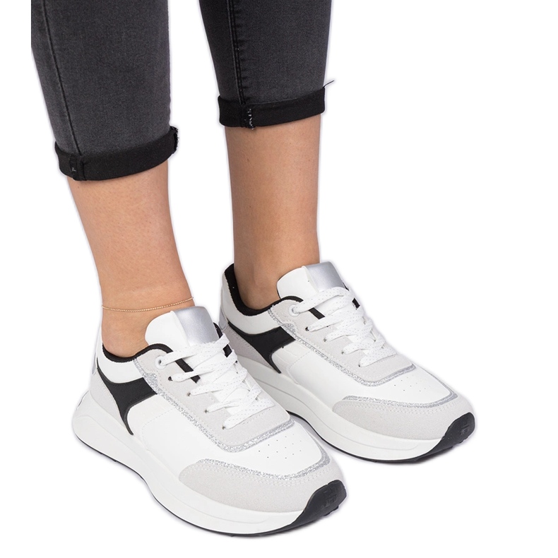 White women's sneakers with glitter White women's sneakers with glitter