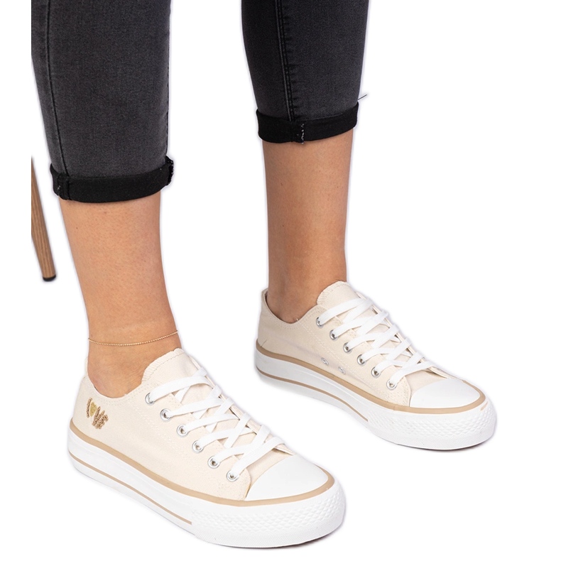 Beige classic women's sneakers