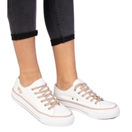 White-brown classic women's sneakers
