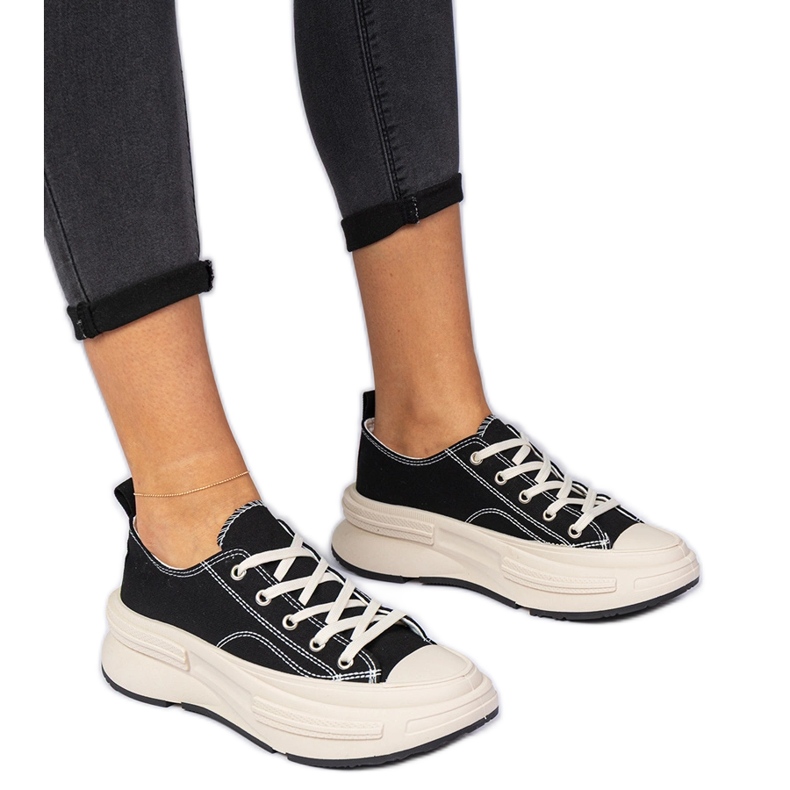 Black women's material sneakers