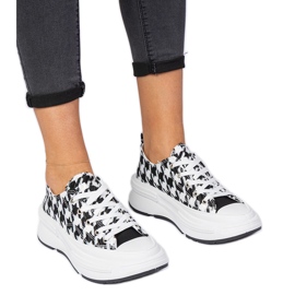 White and white women's material sneakers