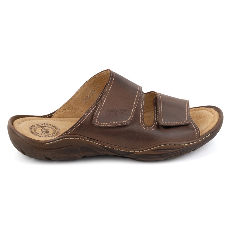 Olivier Classic men's leather flip flops 0048 brown