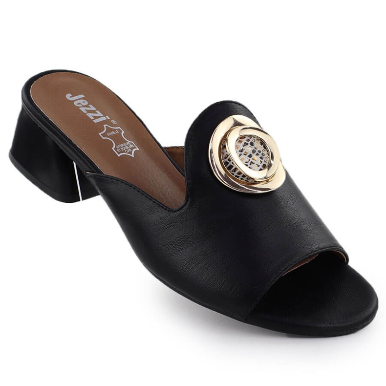 Slippers on the pillar black with decoration Jezzi 214 Slippers on the pillar black with decoration Jezzi 214