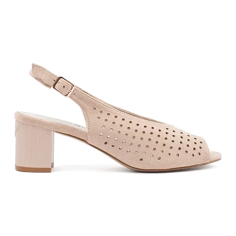 Goodin Light -beige openwork sandals on a low post