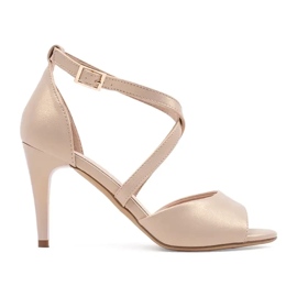 Women's sandals on Sergio Leone pearl heels beige
