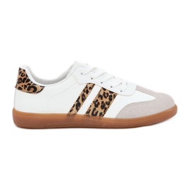 Low women's sneakers with eco leather white leopard print Low women's sneakers with eco leather white leopard print