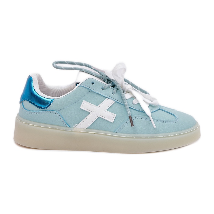 Low women's sports shoes with mint leopard print blue