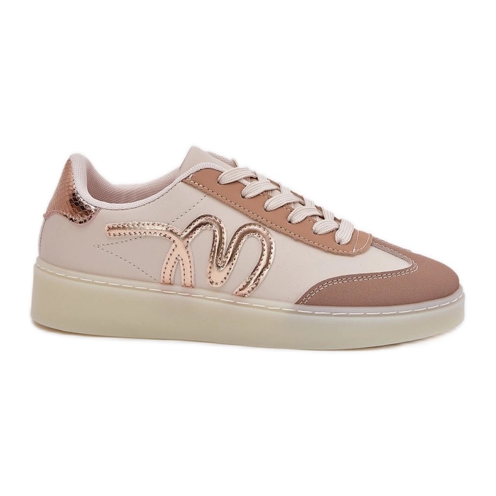 Low women's sports shoes with eco leather beige