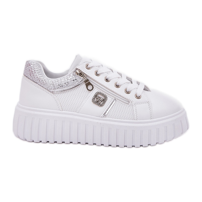 Women's sports shoes on platform with eco leather white Women's sports shoes on platform with eco leather white
