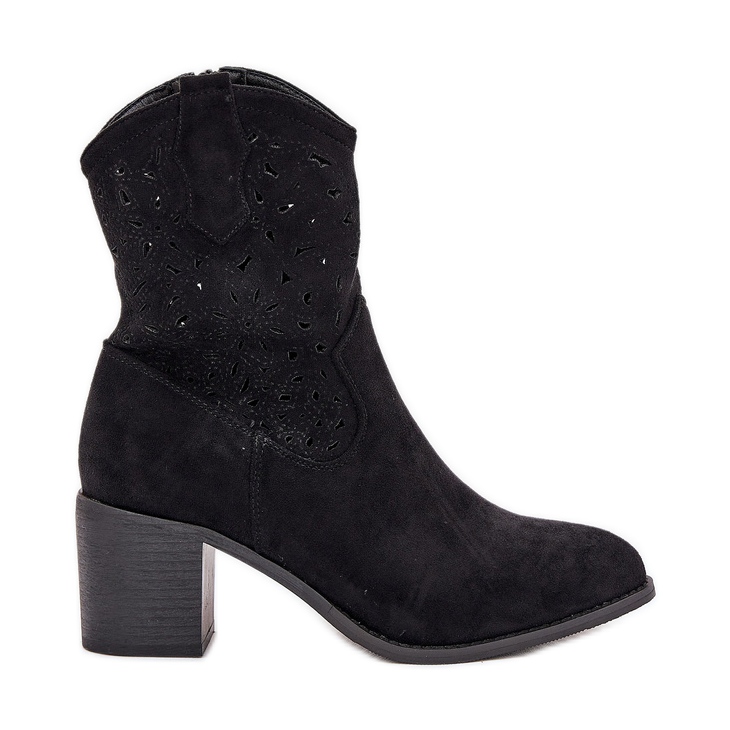 Openwork boots women's high heels s.barski HY51-125 black