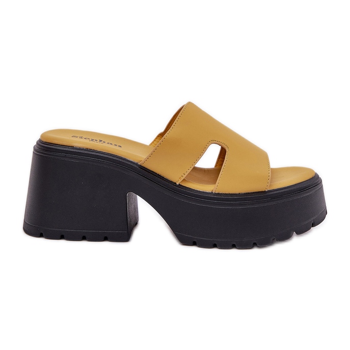 Women's slippers on the platform and massive heels yellow