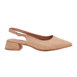 Women's braided sandals with a delicate beige heel