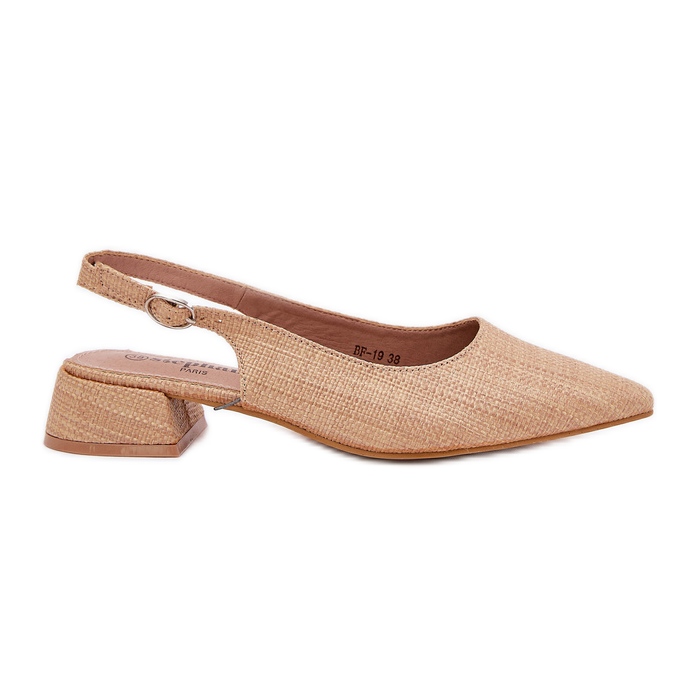 Women's braided sandals with a delicate beige heel
